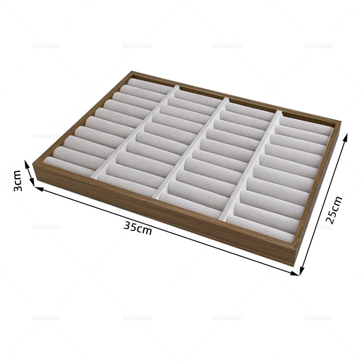 SHI SHENG Gray 36 Slot With Velvet Inserts Ring Bracelet Display Tray for Shop Showroom Home Selling Gift