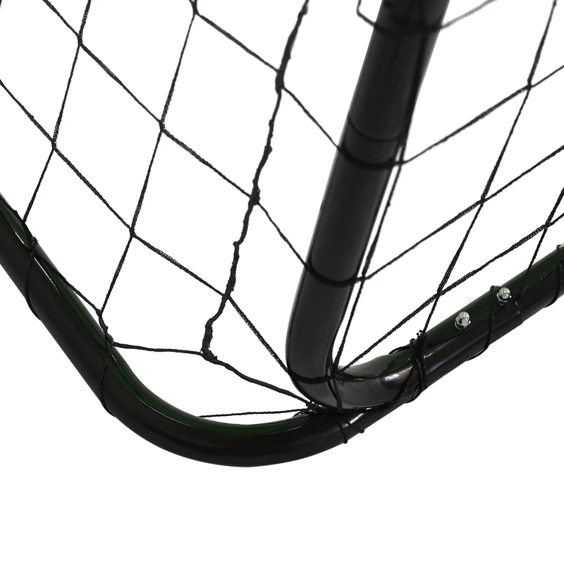 Large metal soccer goal post with shooting target