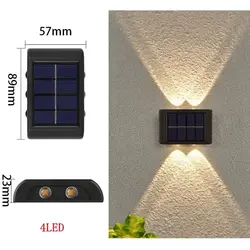 HSX Outdoor Super Bright Ip65 Waterproof Household Garden Yard Decoration Lighting Up Down Luminous 6 Led Solar Wall Lamp Light