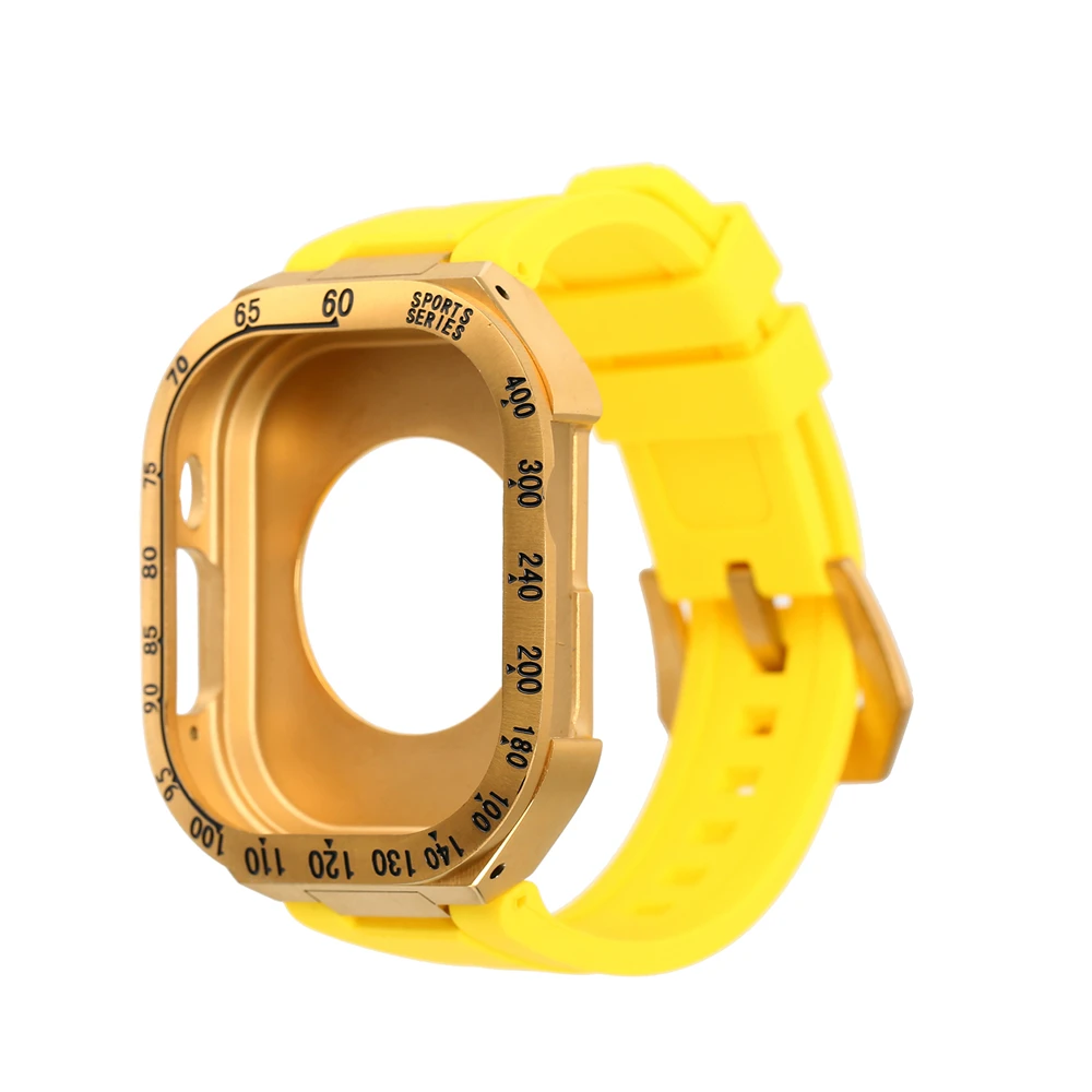 Hot Selling 49mm Stainless Steel Smart Watch Case with Silicone Strap for Apple Watch Bands Accessories 8 7 6 5 SE