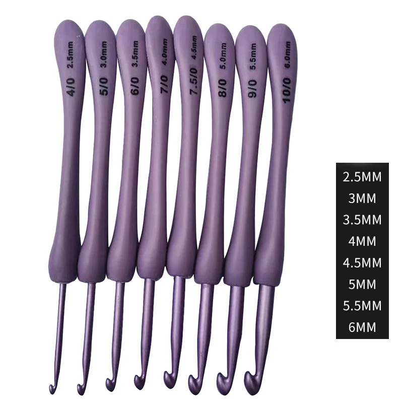 New ABS Purple Plastic Handle Alumina Crochet Set Combination Knitting Tools Including Sweater Needles 20V Voltage Pack 8 Bags