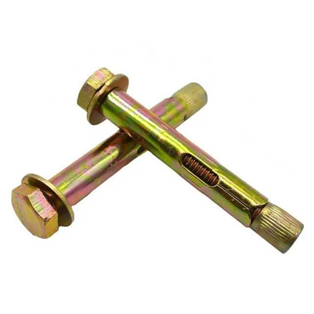 Yellow Zinc Plated Sleeve Anchor Bolts With Hex Flange Nut