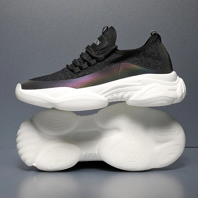 Sport Shoes Mesh Fly knit Men Casual Running Sneakers Latex insole TPU thicken outSole Wholesale Man sport trainers OEM factory