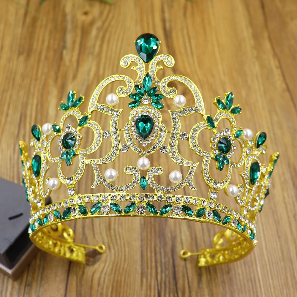 
NeeFu WoFu big Crown European and American luxury crown Fashion Bridal Wedding Wholesale Wedding Tiaras and Crowns 
