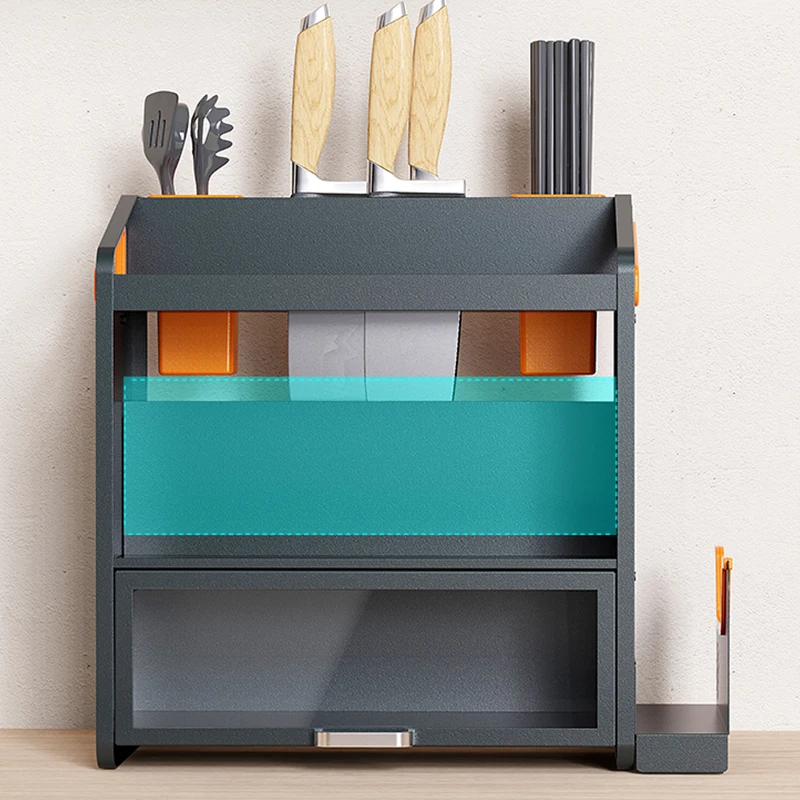 portable wooden spices for kitchen black cabinet countertop storage spoon rack standing seasoning organize space saving