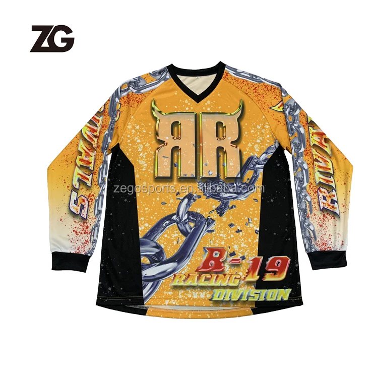 TOP Quality Custom Sublimation BMX Jersey 100% Polyester Mesh Motocross Long Sleeves Jerseys