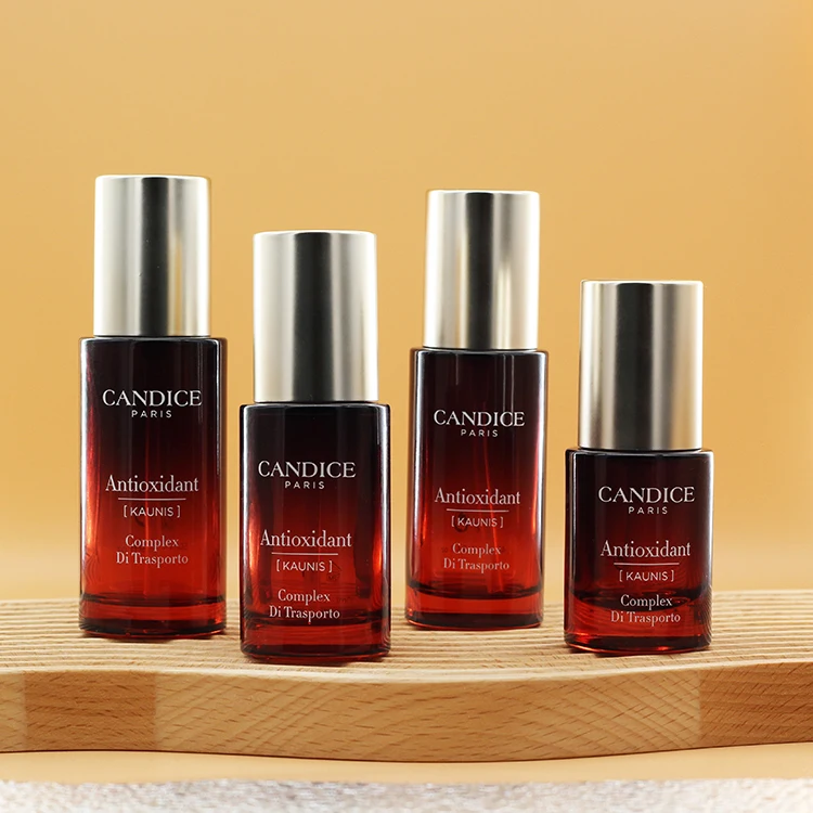  Custom Color Luxury 40ml Press Pump Essence Glass Bottle Foe Cosmetic