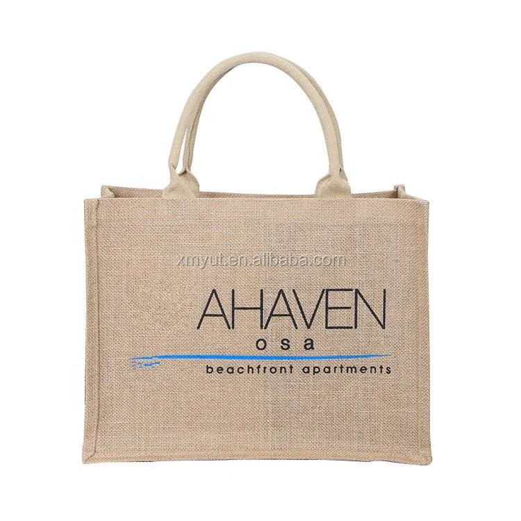 Recycle Foldable Carry Jute Shopping Bags Manufacturer Cheap Natural Handle Bags Accept Customized Logo Nature Color Letter