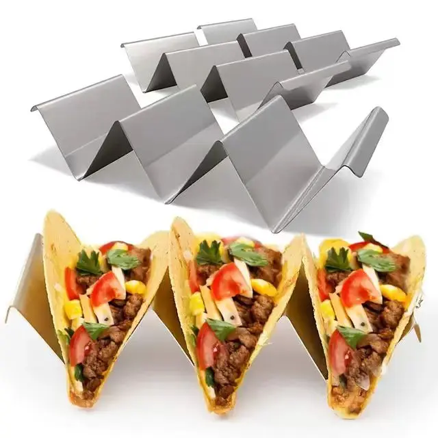 High Quality Custom Stainless Steel Wavy-shaped 4 pack taco holder for Home Restaurant