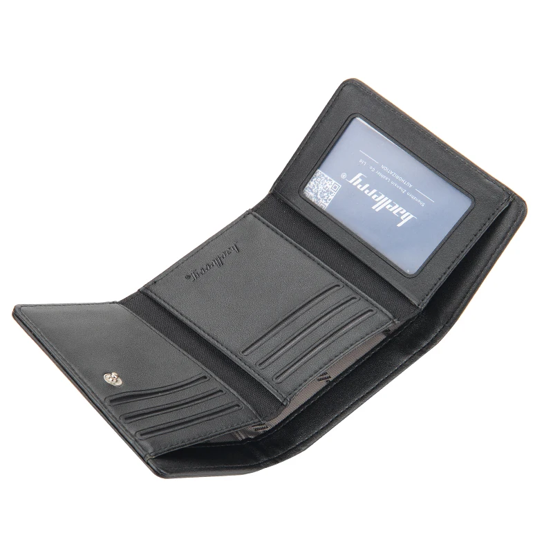 Fashion Baellerry PU Leather Business With Card Holder Mens Short Three Fold Wallet Men