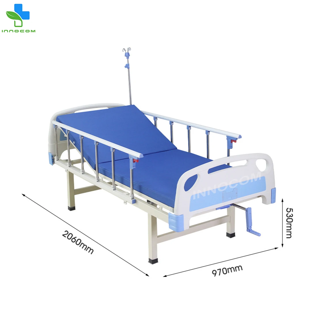 Best-selling flat-surfaced single manual crank care bed with a sturdy frame and easy crank operation for reliable performance