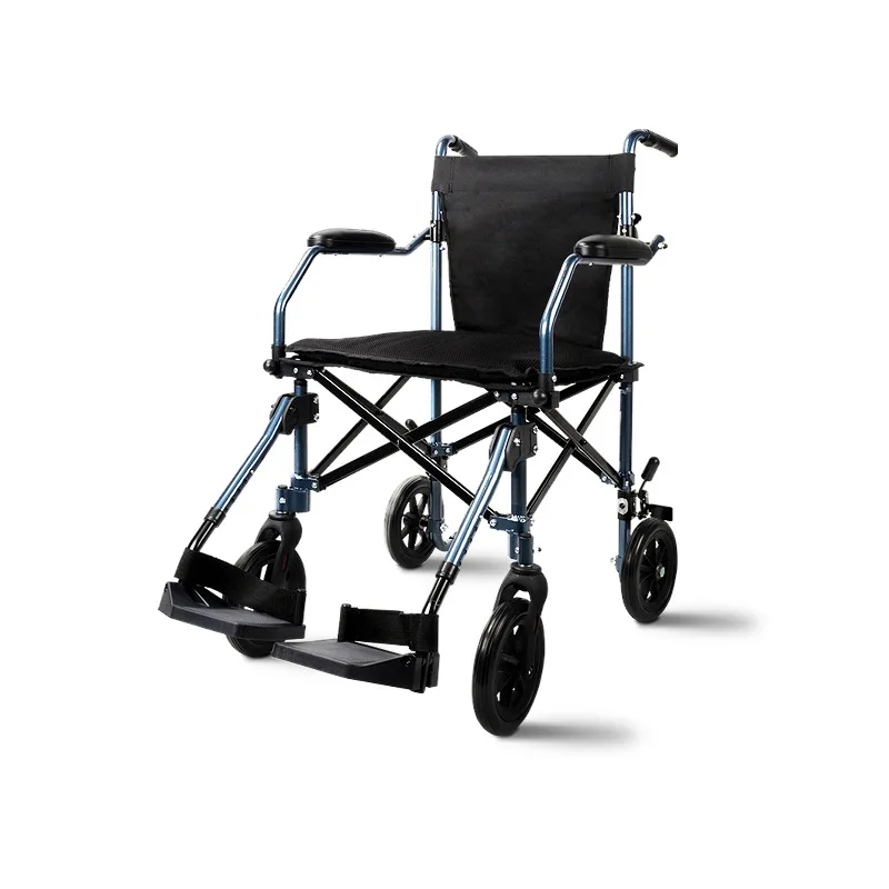 Aluminum alloy folding wheelchair elderly portable travel trolley small wheel home portable wheelchair