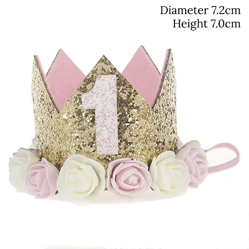 1pc Kids 1st 2nd 3rd Birthday Caps Flower Crown Number Birthday Hat For Shower Boy One First Birthday Party Decorations Supplies