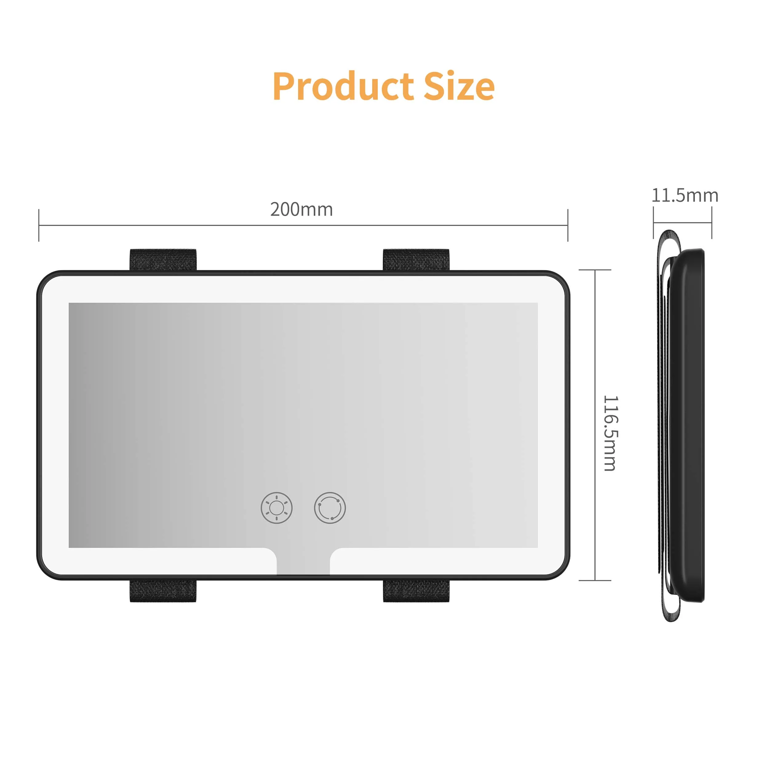 Portable Rechargeable Factory Supply Supplier Travel Makeup Vanity Mirror With Led Lights For Car Sun Visor Car Make Up Mirror