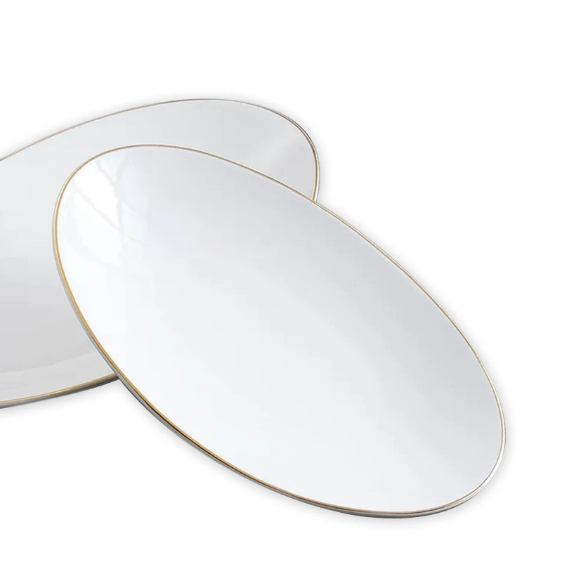 Porcelain Factory Bulk Customizable Ceramic Decals Bone China Dinner Oval Serving Dish Fish Plate For Hotel Western Restaurant