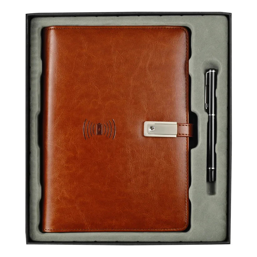 Backpack Diary 8000mah Powerbank Notebook with Power Bank  Wireless Charger Usb Flash Drive