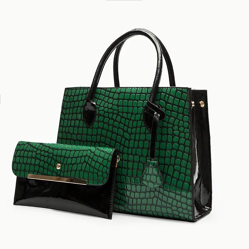 Factory Wholesale Crocodile Luxury Big Handbag 2023 2 pcs in 1 set Trendy Vintage High Quality Lady Purse Handbag