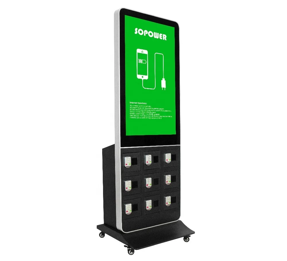 LCD menu power bank mobile phone charging station with