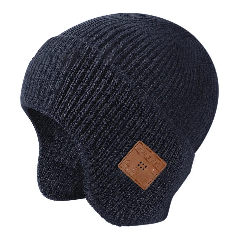 2023 New Fashion Style Winter Wireless Headphone Hat Outdoor Sports Hand-Free Bluetooth Earphone Music Hat Knitted Hat Cap