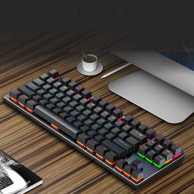 Newest Computer Keyboard Colorful LED Backlit 87 Keys RGB Gaming Mechanical Keyboard
