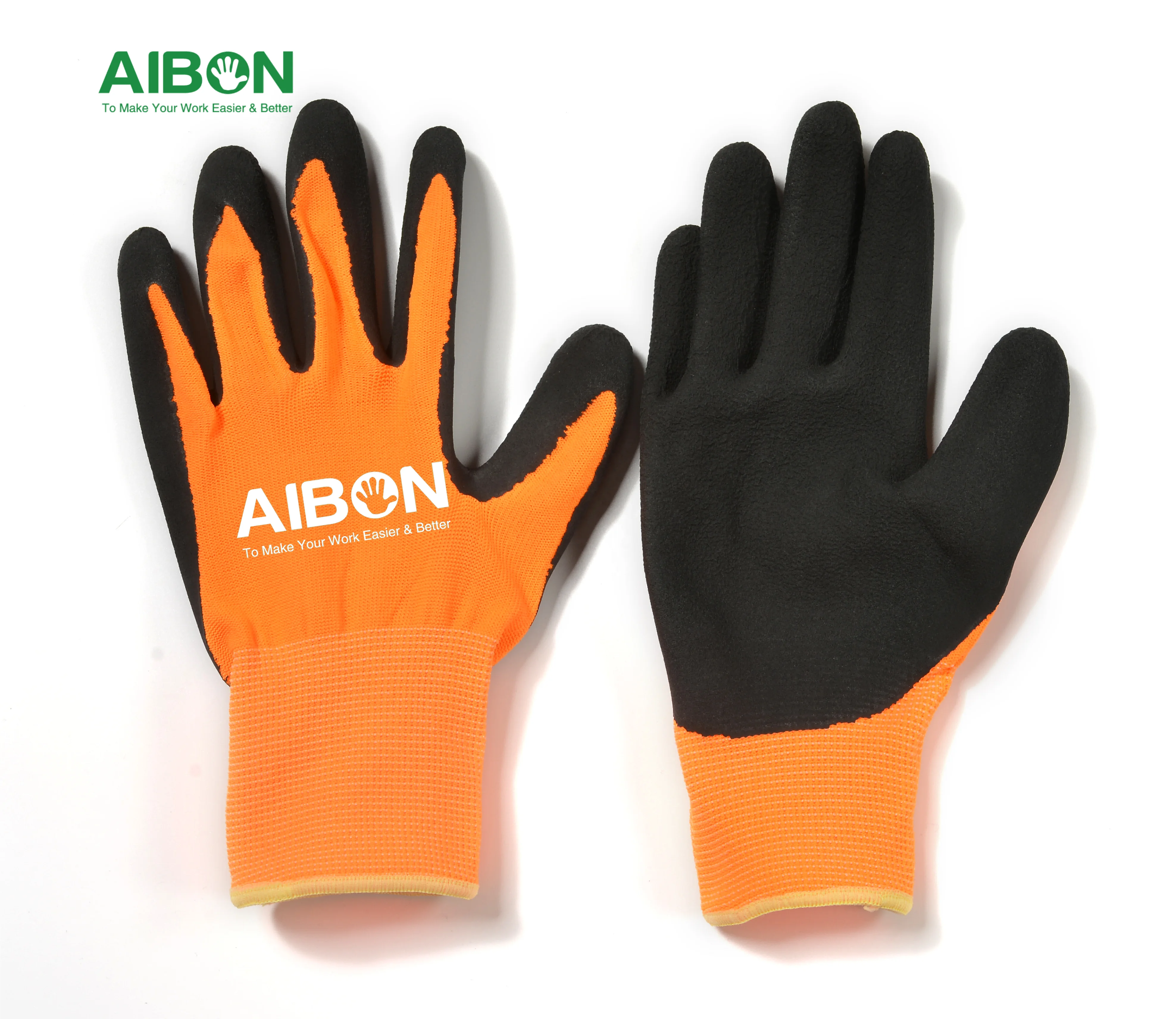 Red Good Quality Nylon Knit Non Slip Coating Rubber Palm Coated Crinkle Latex Protection Safety Work Gloves