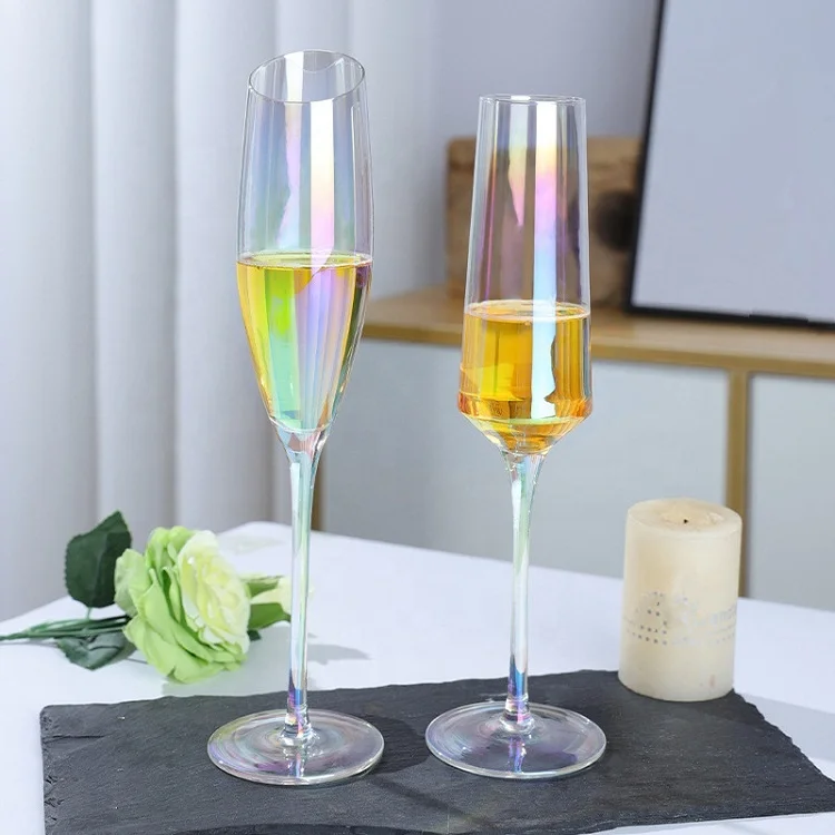 WONDER colorful crystal glass champagne glass hand blown wine glass for wedding customized glasses for hotel