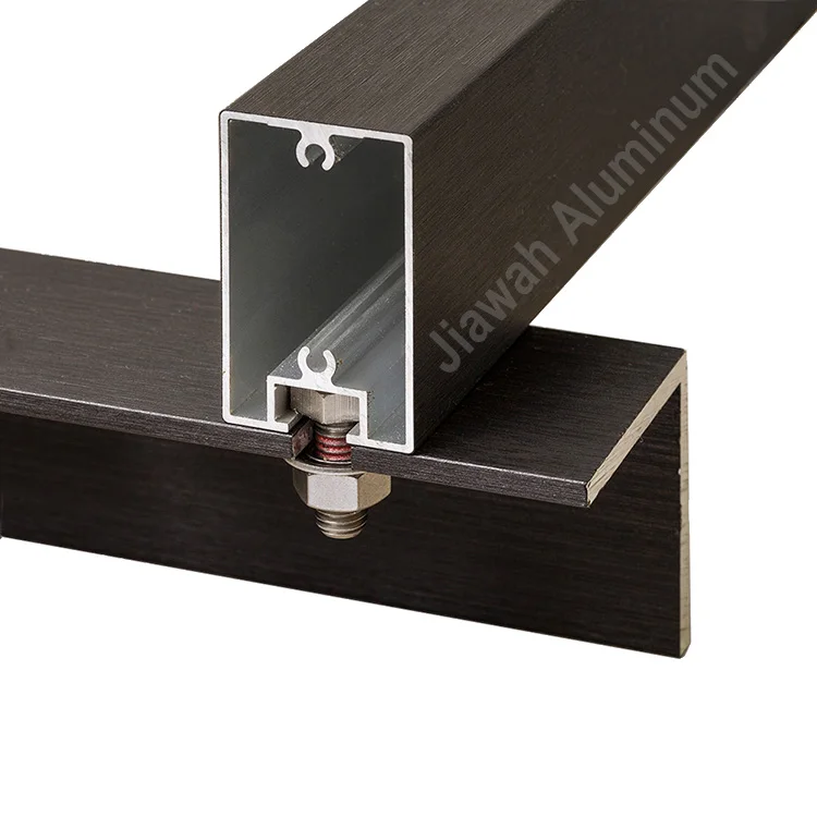 6063 T5 cladding wood laminate on aluminium Guangzhou manufacturer timber look cladding aluminium batten extrusion profile