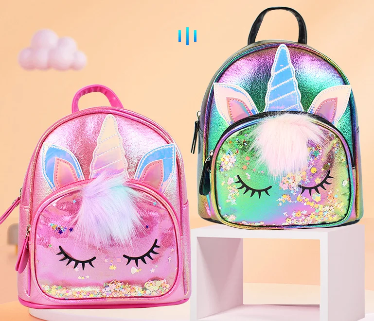 Cute Kids Unicorn Backpack Multicolor Pu Leather Unicorn School Backpacks for Children