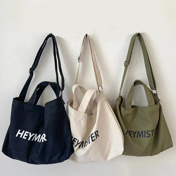 Wholesale Good Quality Design Printed Blank Black Reusable Cotton Canvas Hand Women Custom Shopping Tote Bags With Logo
