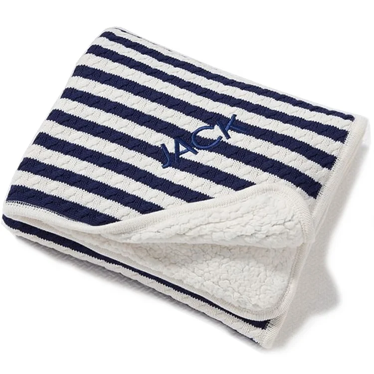 
CFP G433 Sherpa Lined Knit Baby Blanket 36 x 46 INCH Knit Sherpa Baby Blanket 