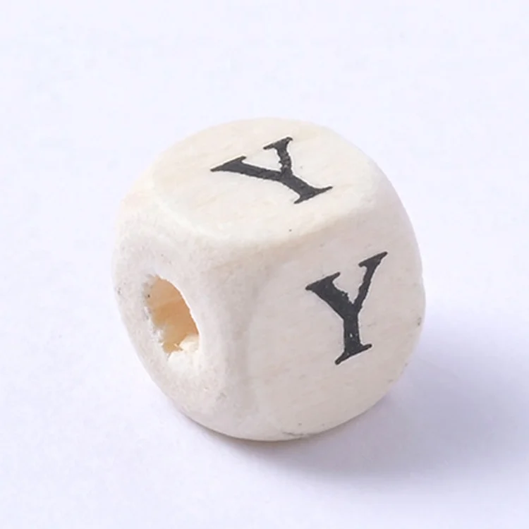 Good quality diy children jewelry accessories lotus wooden alphabet letter cube square wood beads