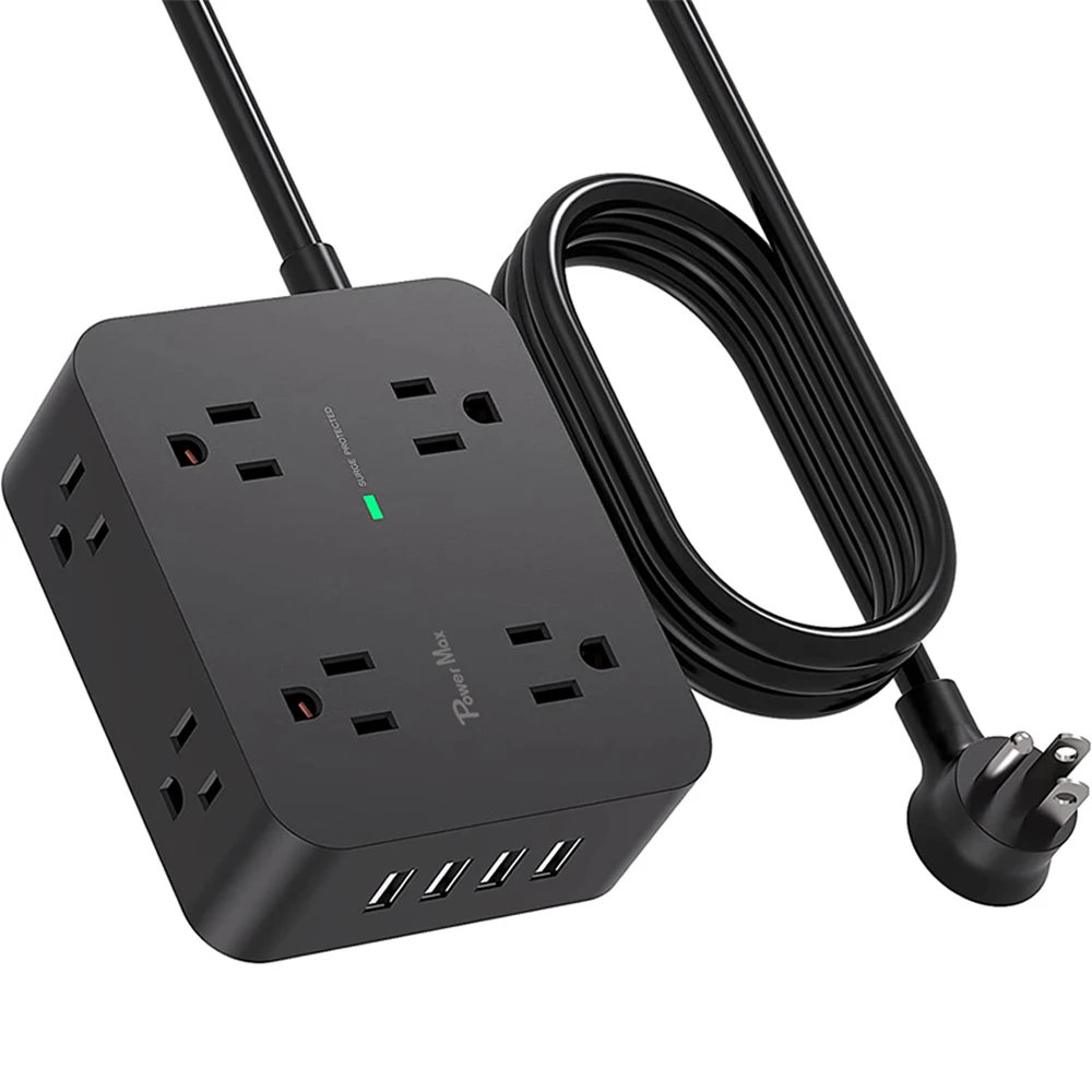 2025 hot selling Right Angled Flat Plug 4-sided design 8 Way Power Strip