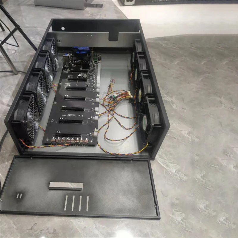 Wholesale B75 B85 X79 motherboard chassis 8 gpu 65mm spacing motherboard sever case with power supply 8gpu 65mm 70mm 8 fans