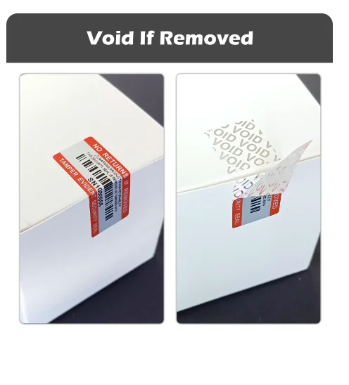 5 x 2cm Silver PET Material Warranty Void Stickers with Serial Number Custom Rectangular Water Resistant Label