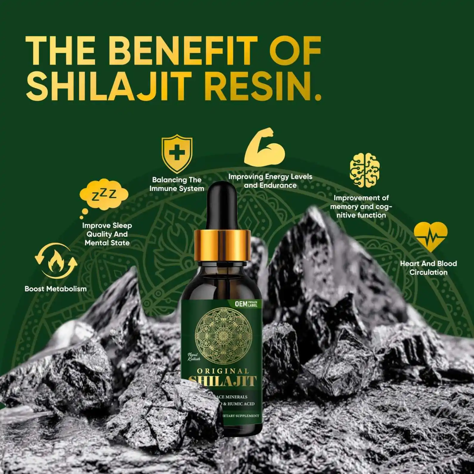 OEM Factory Nature Purified Shilajit Drops Fulvic Acid & Humic Acid Shilajit Extract Resin Pure Himalayan Shilajit Liquid