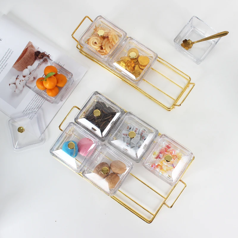 2024 Light Luxury Creative Glass Dried Fruit Candy Plate With Cover Serveware Snack Tray Serveware Serving Tapas Dishes Nuts
