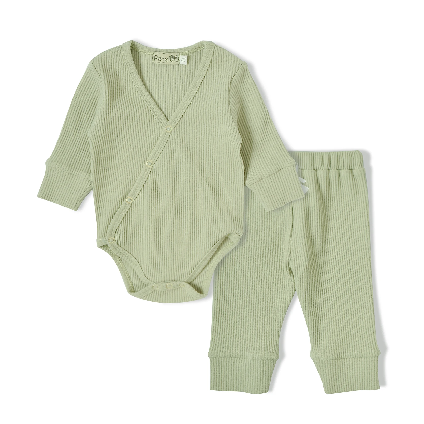 Высококачественный хлопковый Детский комплект из 2 предметов в рубчик