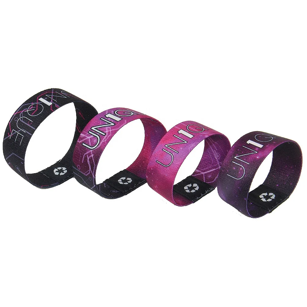 Custom logo personalized full color printing fabric sport elastic wristband for event