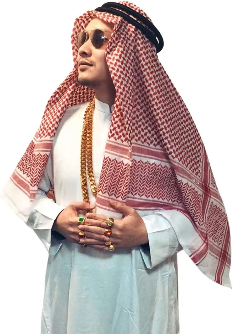 Adult Men Arab Head Scarf Keffiyeh Middle East Desert Shemagh Wrap Muslim Headwear Arabian Costume Accessories Muslim Dubai