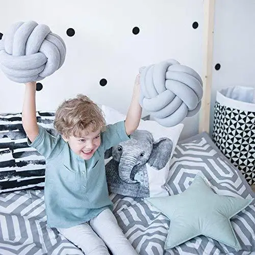 YIZHI 27cm Large Soft Cotton Knot Ball Pillow Kids Bed Decoration Round Cushion Throw Pillow for Sofa Bedroom Home Decor