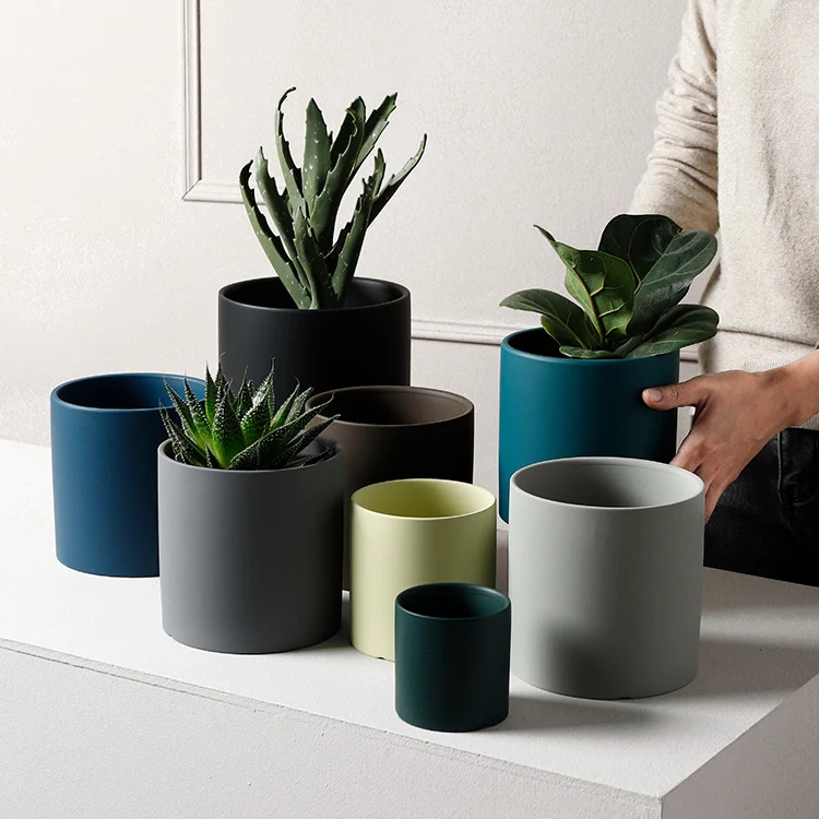 Flower pots manufacturers nordic customized sizes color matte cylinder succulent flowerpot wholesalers pot clay bonsai pot