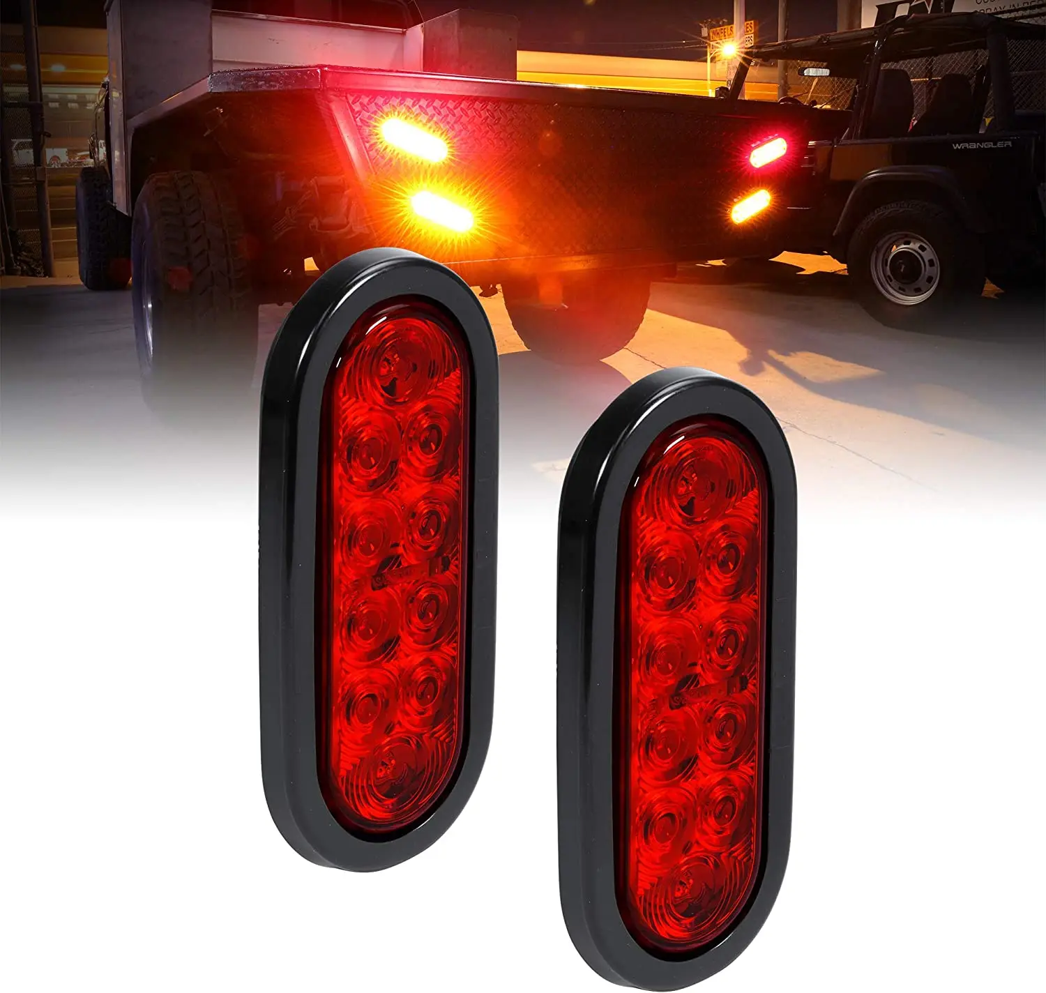 12V 10 LED Red/White/Amber Tail Light with connector for Truck Trailer Lorry Boat
