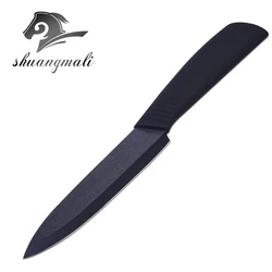 6Inch Home Kitchen Ceramic Knife Black Zirconia Utility Fruit Knife With Soft Touch TPR Handle