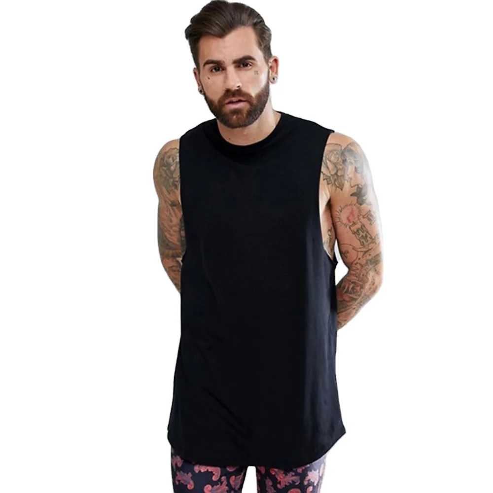 
100% cotton mens muscle tank top bodybuilding gym singlet cut off tank 