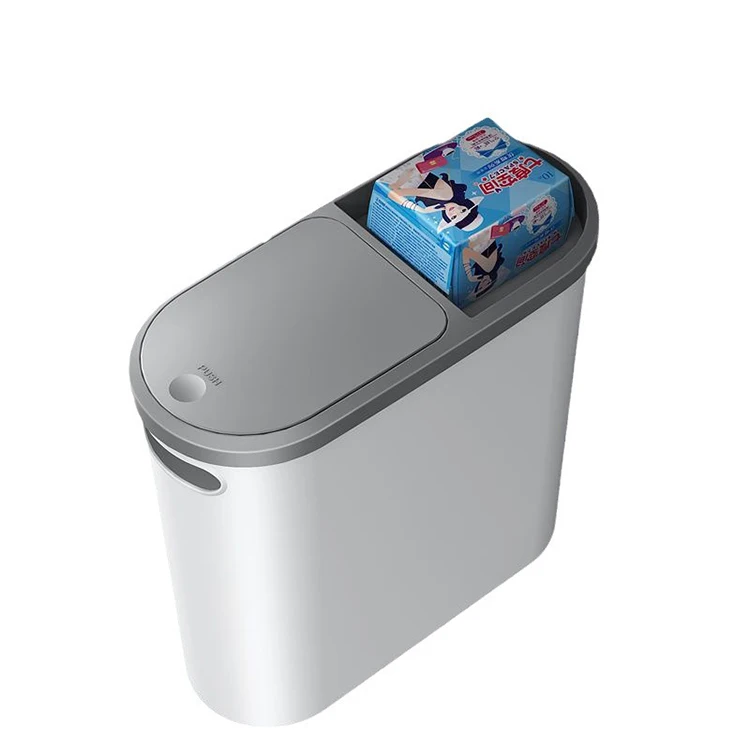 10L Pressing Bathroom Standing Mini Garbage Trash Can Plastic Circular Container with Spiral System Home Waste Bins