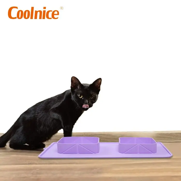 Reusable waterproof easy to carry dog cat no spill foldable silicone folded pet bowl