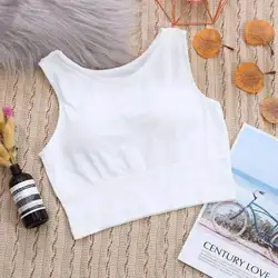 Soft Modal Wireless Sleeveless Seamless Fitnee Sport Bra Running Gym Tank Top Cotton Crop Top With Built in Bra