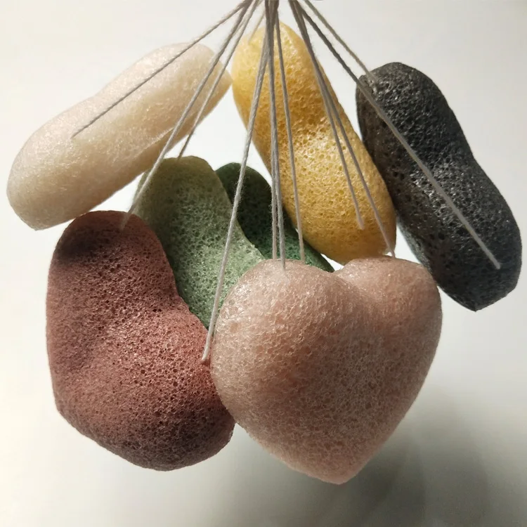 Soft Exfoliating Facial Buff and Soften pure Skin cordiform konjac Sponge with Activated Charcoal