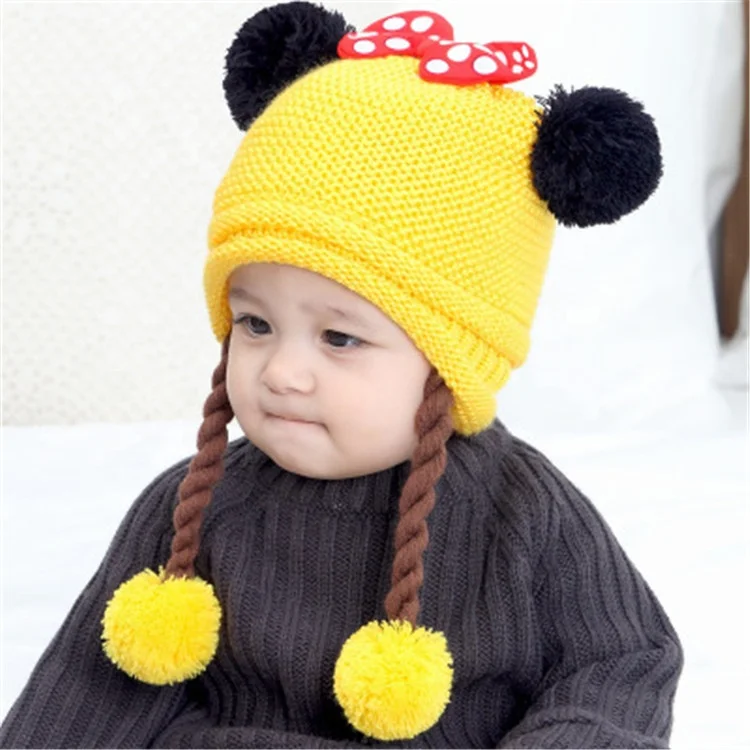 
Korean Baby Bow Hat Autumn And Winter Warm Wool Knit Hat 