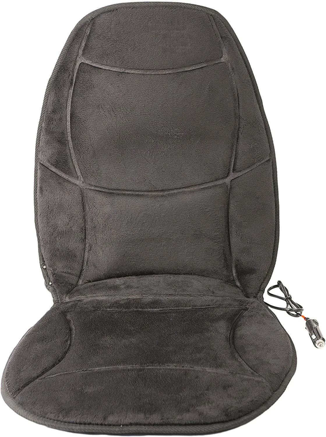 Black Soft Warm Velour 12V Seat Cushion With Lumbar Support Cushion Soft Cover Pad Warming Car Seat